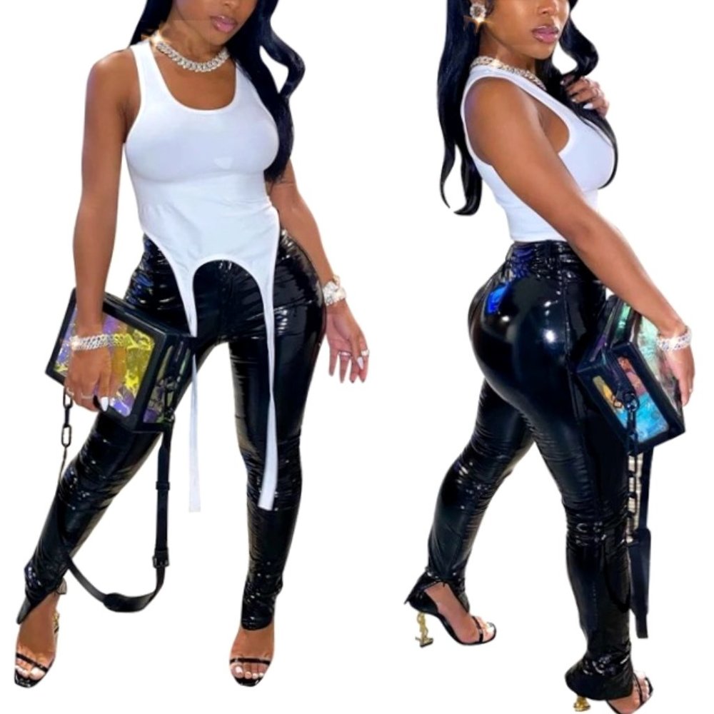 Women’s Black PU Leather Tights Pencil Pants